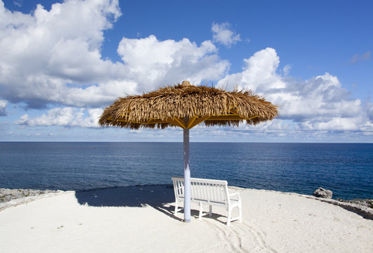 Caribbean Island Bench With Umbrella