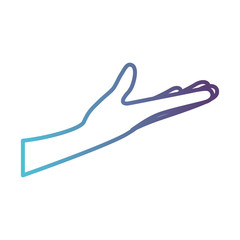 arm extended hand gesture on gradient color silhouette from blue to purple vector illustration
