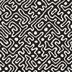 Fototapeta premium Seamless pattern with maze lines. Monochrome abstract background. Vector hand drawn labyrinth.