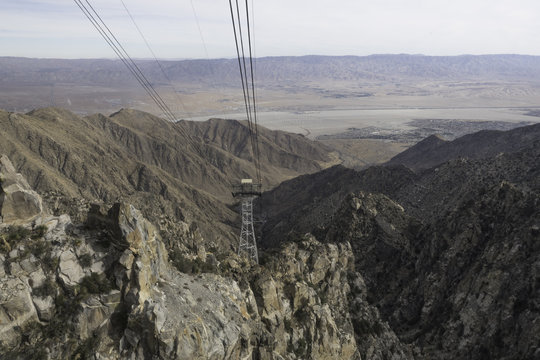 view from the gondola of the Palm Springs Aerial Tramway