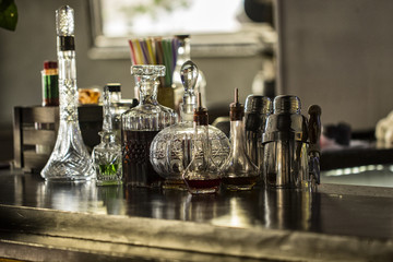 Bar interior, bottles