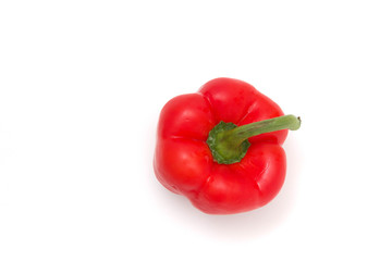 Red bell peppers against a white background