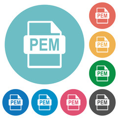 PEM file format flat round icons