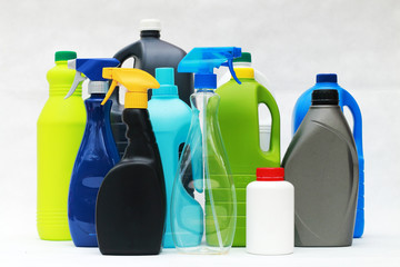 Plastic containers of different shapes and colors