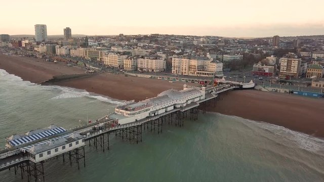 Brighton Beach UK Aerial View in Winter