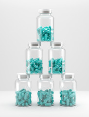 medicine can with pills on white background. 3D illustration