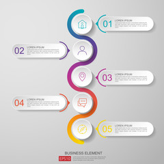 infographics timeline design template vector with 3D paper label, integrated circles. Business concept with options. For content, diagram, flowchart, steps, parts,  workflow layout, chart