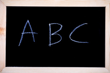 White chalk written on a blackboard