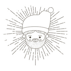 cute face santa claus with happiness with sparks on silhouette vector illustration