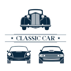 Set Classic Car Front View