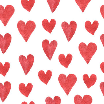 Watercolor seamless pattern with heart