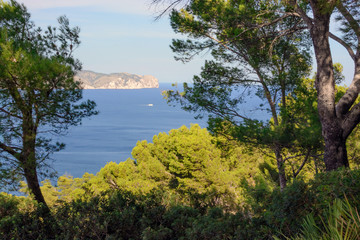 Fototapeta na wymiar Mallorca landscape Formentor seen from Alcudia peninsula.