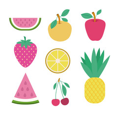 fruits set collection on white background vector illustration