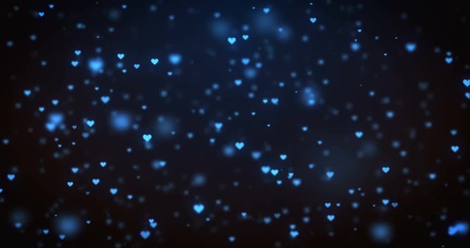 Loop moving blue heart icons