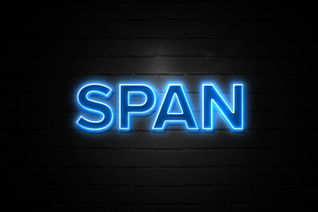 Fototapeta premium Span neon Sign on brickwall