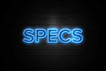 Obraz premium Specs neon Sign on brickwall