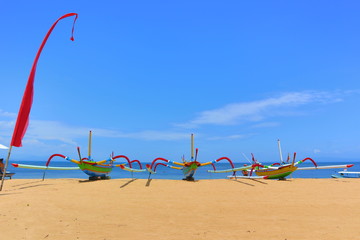 Traditional Balinese Fisher Boats at Sanur Beach, Bali, Indonesia