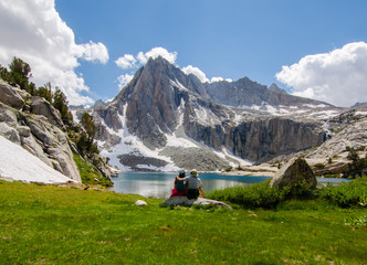 Hikers Enjoying Beautiful Mountain Lake