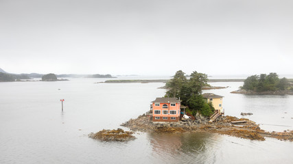 Houses at Harbor Drive, Sitka , Alaska.