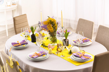 Beautiful festive Easter table setting