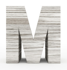 letter M 3d wooden isolated on white