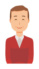 A middle-aged man wearing a sweater is smiling