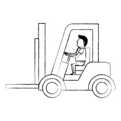 forklift vehicle with driver vector illustration design
