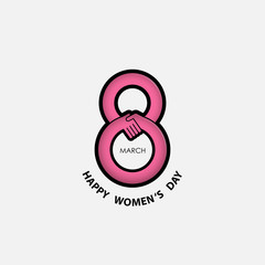 Creative 8 March logo vector design with international women's day icon.Women's day symbol.Minimalistic design for international women's day concept.Vector illustration