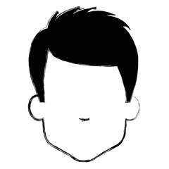 young man head avatar character vector illustration design