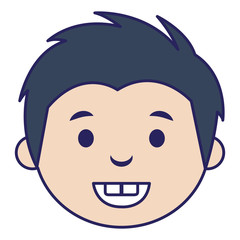 young man head avatar character vector illustration design