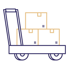 delivery cart handle with boxes vector illustration design