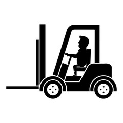 forklift vehicle with driver vector illustration design
