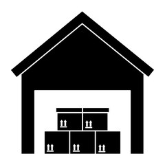 warehouse building with boxes vector illustration design
