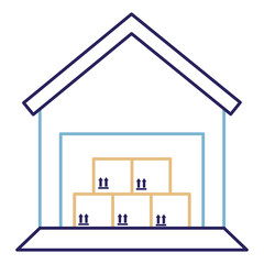 warehouse building with boxes vector illustration design