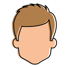 young man head avatar character vector illustration design