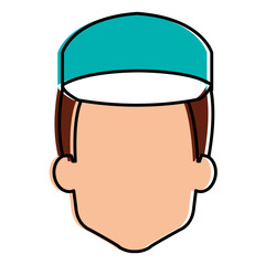 delivery worker head avatar character vector illustration design