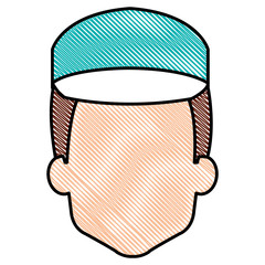 delivery worker head avatar character vector illustration design