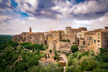 Fototapeta na wymiar Pitigliano, a town built on a tuff rock, is one of the most beautiful villages in Italy.