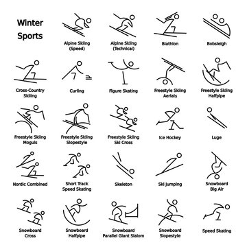 Thin Line Winter Sport Icons