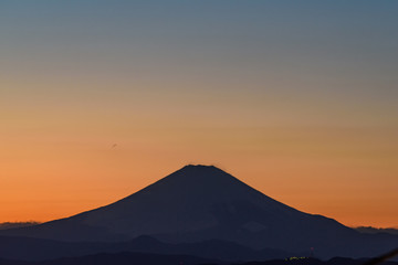 夕焼けと富士山
