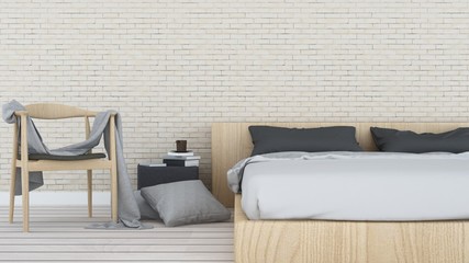 The interior hotel bedroom minimal space - 3d rendering