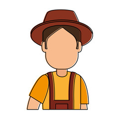 man gardener with overalls and hat avatar character vector illustration design