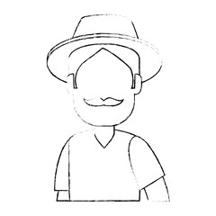 man gardener with hat avatar character vector illustration design