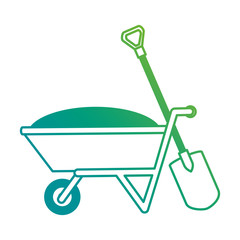 wheelbarrow with ground and shovel vector illustration design