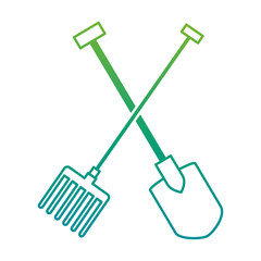 gardening shovel and rake isolated icon vector illustration design