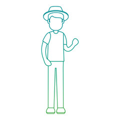 man gardener with hat avatar character vector illustration design