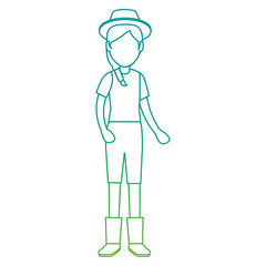 woman gardener hat avatar character vector illustration design