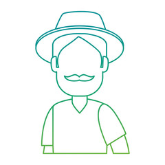 man gardener with hat avatar character vector illustration design