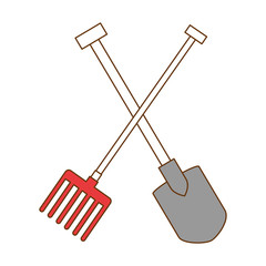 gardening shovel and rake isolated icon vector illustration design