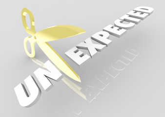 Unexpected Scissors Cutting Word Be Prepared 3d Illustration